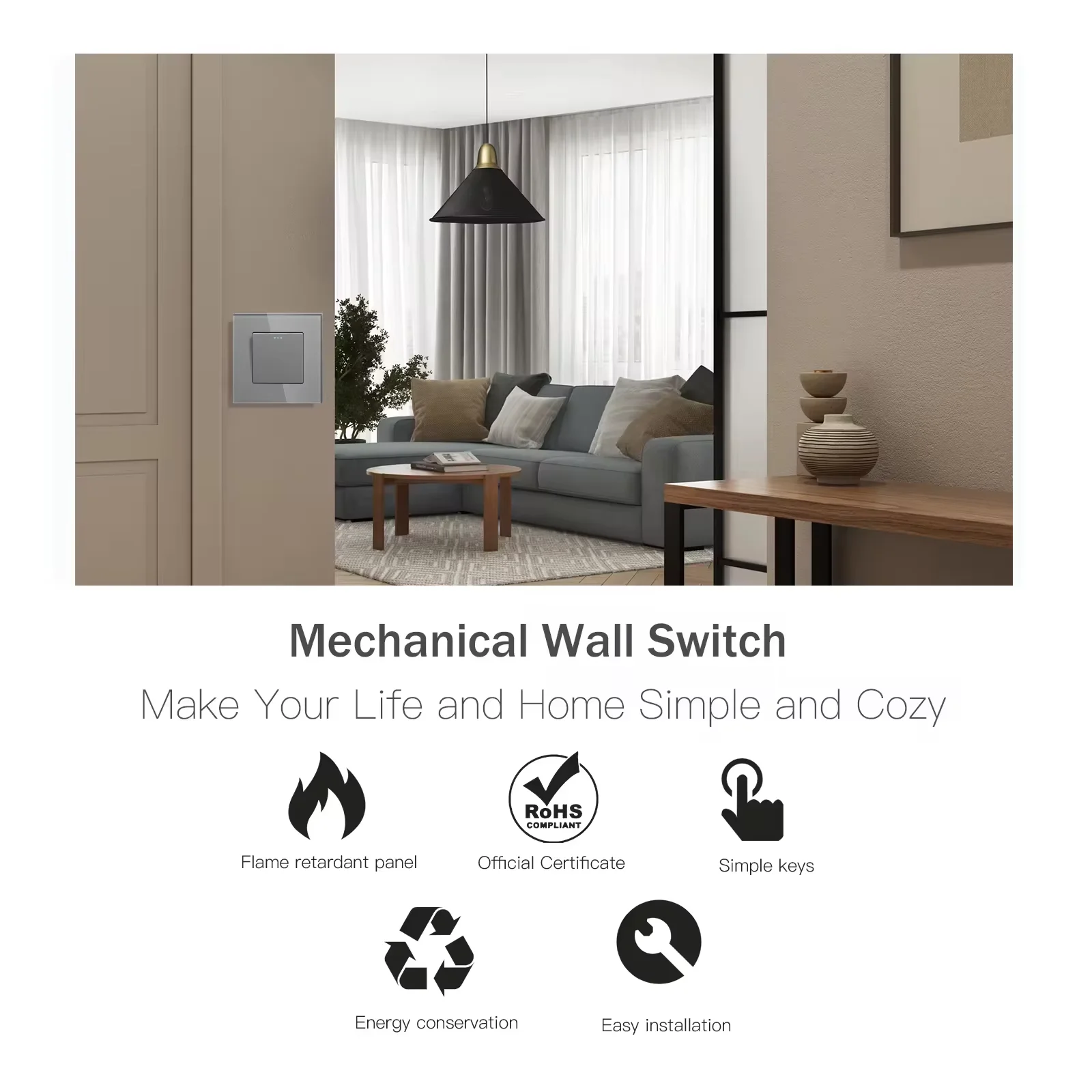 BSEED 1/2/3Gang interruttori a parete interruttore a pulsante meccanico Plus EU Type-c prese USB 2 vie per scale camera da letto telai in vetro