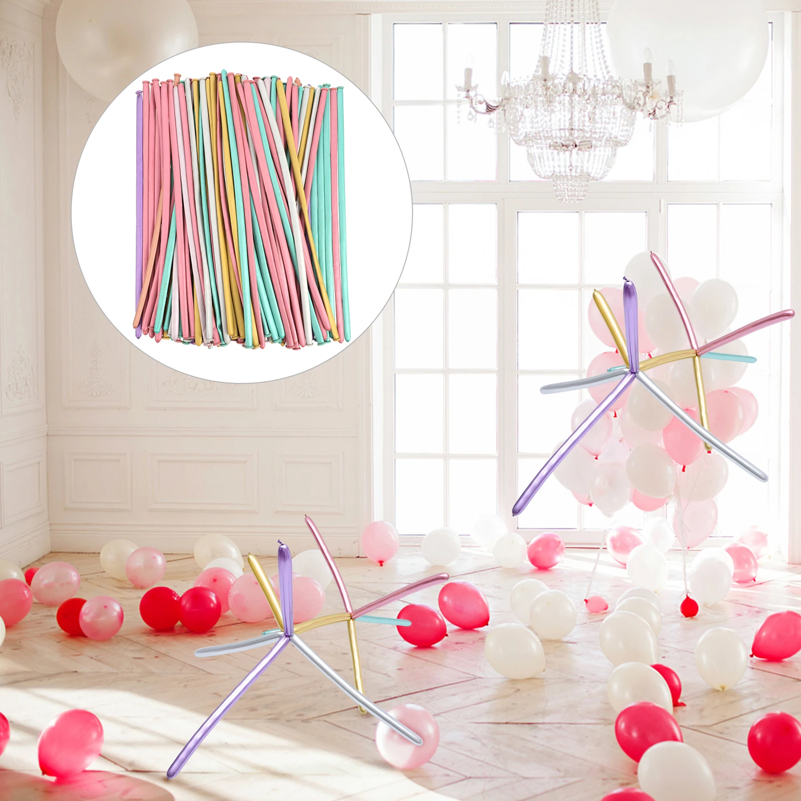 

100 Pcs Party Accessories Pump to Inflate Balloons Decorative Supplies Photography Props Emulsion
