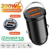 200W USB Car Charger Mini PD QC Pull Ring Fast Charging USB C Car Phone Charger Adapter For iPhone 16 15 Xiaomi Samsung Huawei