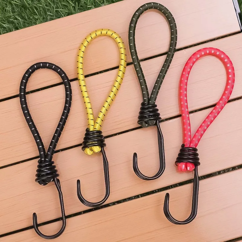 1/3/5Pcs Outdoor Tent Bungee Elastic Rope Cords with Hook for Camping Canopy Tarp Tent Fixed Binding Belt Hook Cord Fastener