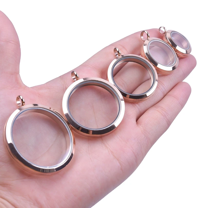 10Pcs/Lot Stainless Steel Round Glass Memory Floating Picture Locket Pendant Clear Twist Coin Medaillon Women подвеска Jewelry