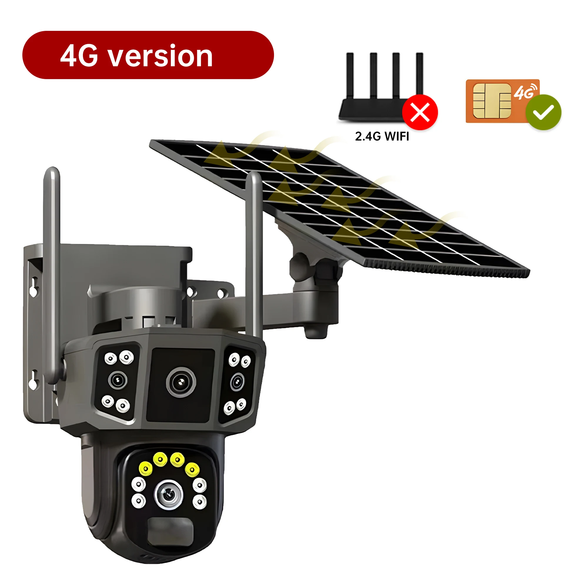 4G Solar IP Camera 4K Dual Lens 10X Zoom