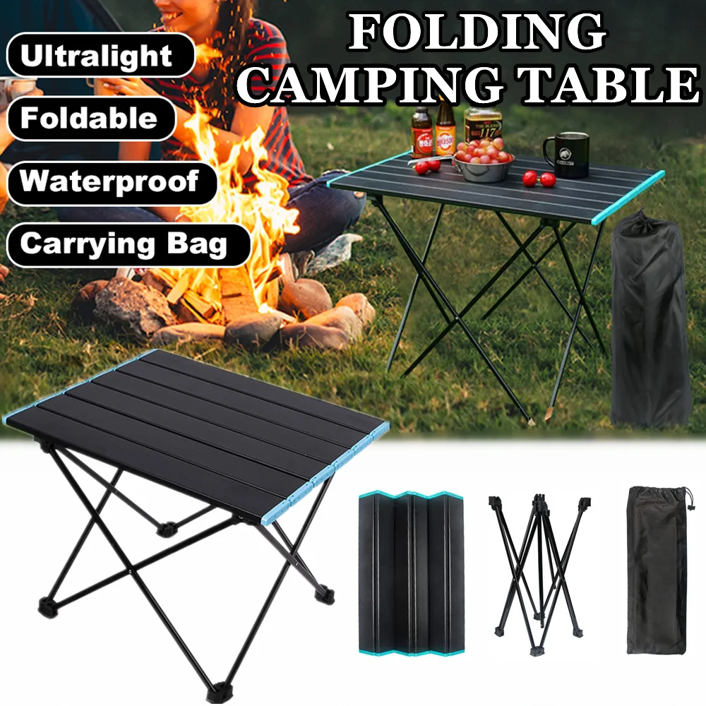 Portable Folding Camping Table, Outdoor Foldable Camping Desk, Beach Folding Picnic Table, Foldable Garden Table with Organizer