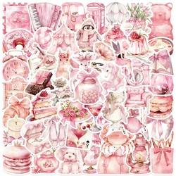 50PCS Cute Pink Story Stickers INS Style Aesthetics Decals For Laptop Guitar Skateboards Notebooks Cartoon Girl Toy Stickers