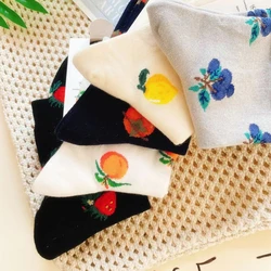 5 Pairs Women's Happy Crew Socks Cartoon Breathable Cotton Mid Tube Socks Fashion Socks For LadyLady