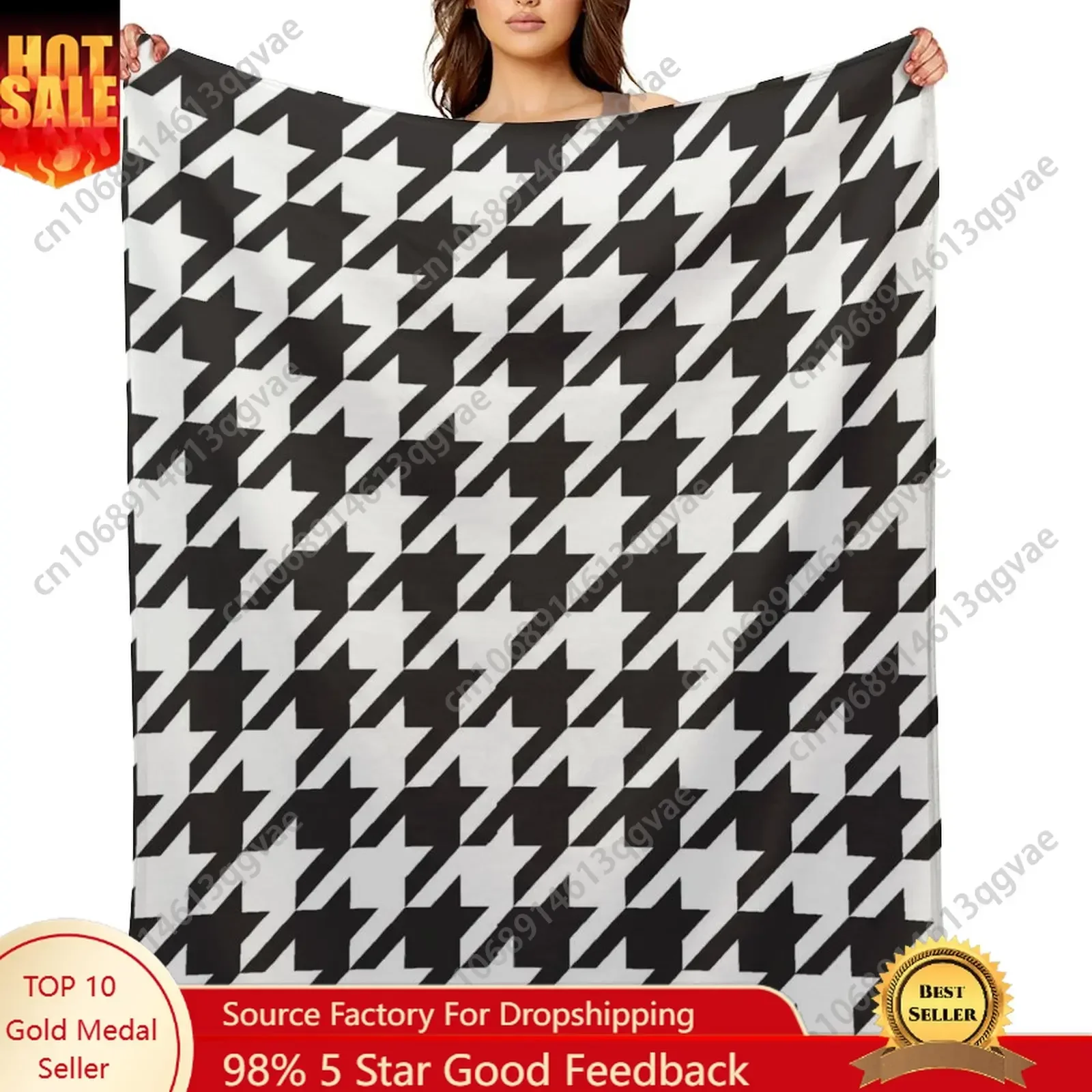 Houndstooth Pattern Flannel Blankets Are Soft Comfortable and Warm Perfect for Winter Naps Homes Offices Travel Camping and More