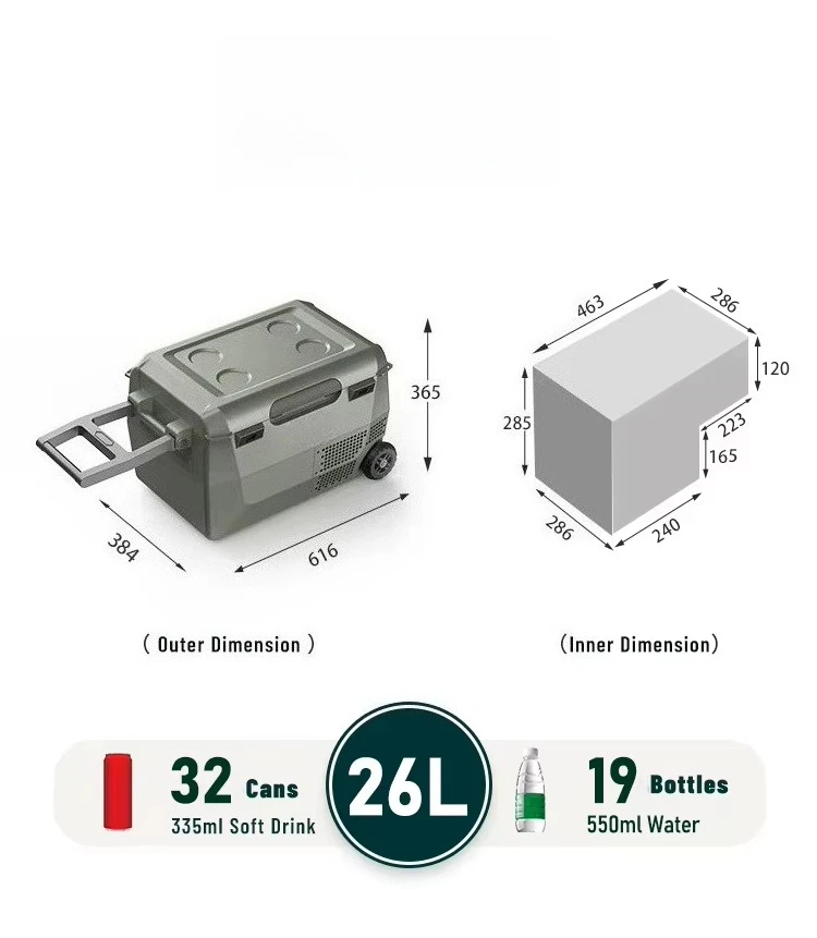 Hot Sale Portable Electric 12V 24V Mini Small Beauty Insulin 26L Camping Car Refrigerator Freezer Cooler Box Fridge