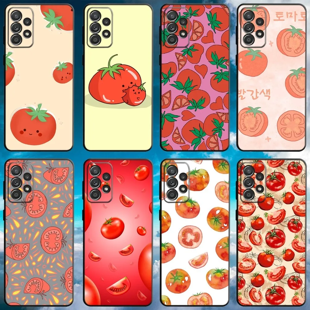 Tomatoes Pattern Art Phone Case For Samsung S21,S22 Ultra,S20,S30 plus,S22 plus,S23,S30 ultra 5G Soft Black Cover