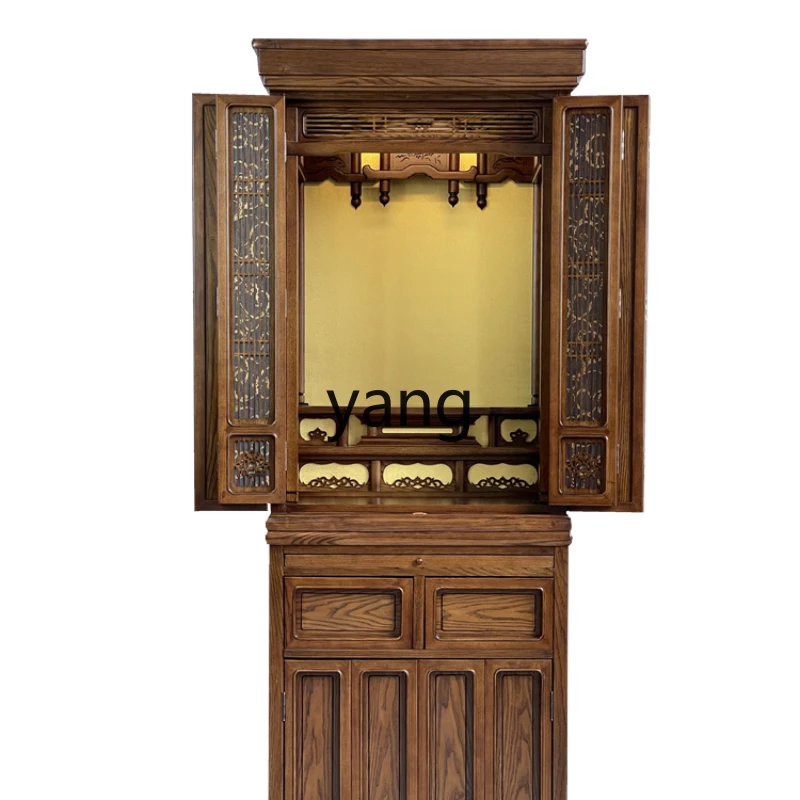 Yjq Zen New Chinese Solid Wood Shrine Buddha Cabinet Altar Home Shrine Clothes Closet Buddha Shrine Throne