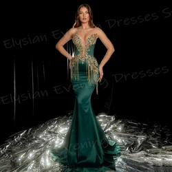 2024 Fashionable Green Women's Mermaid Classic Evening Dresses Charming Strapless Sleeveless Prom Gowns Beaded Vestidos De Gala