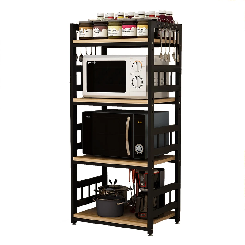 Microwave storage rack, European style multifunctional household dishcabinet, floor standing oven storage cabinet