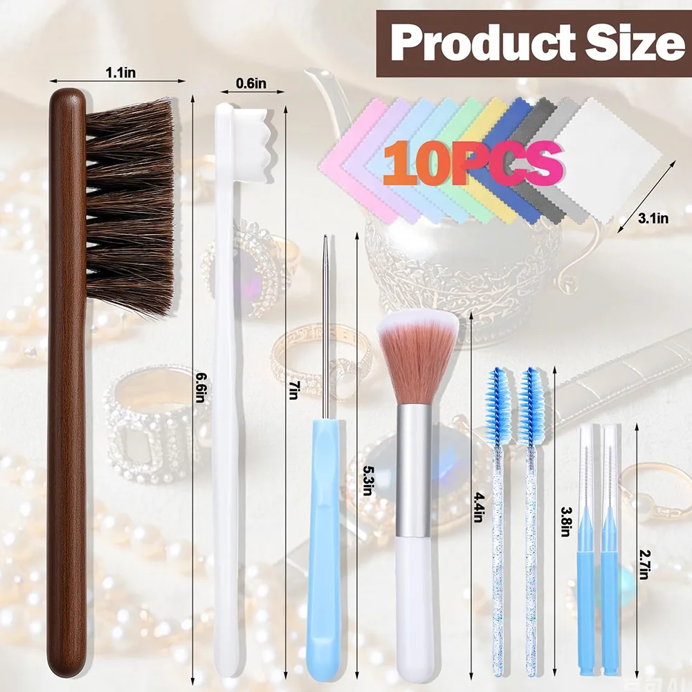 

NEW Gentle Cleaning Jewelry Cleaning Kit Soft Bristles Non-Scratch Cleaning Polishing Cloth Jewelry Cleaner Ring Cleaning