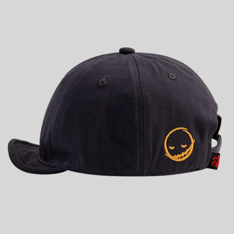 Adjustable Short-Brim Sports Baseball Cap with Cute Face Personality Smile Soft-Brim Duckbill Hat for Casual Wear