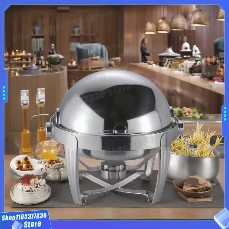 Stainless Steel Round Tiger Foot Gas Food Warmer Self Service Kitchen Equipment for Hotel Restaurant Buffet Heating Device