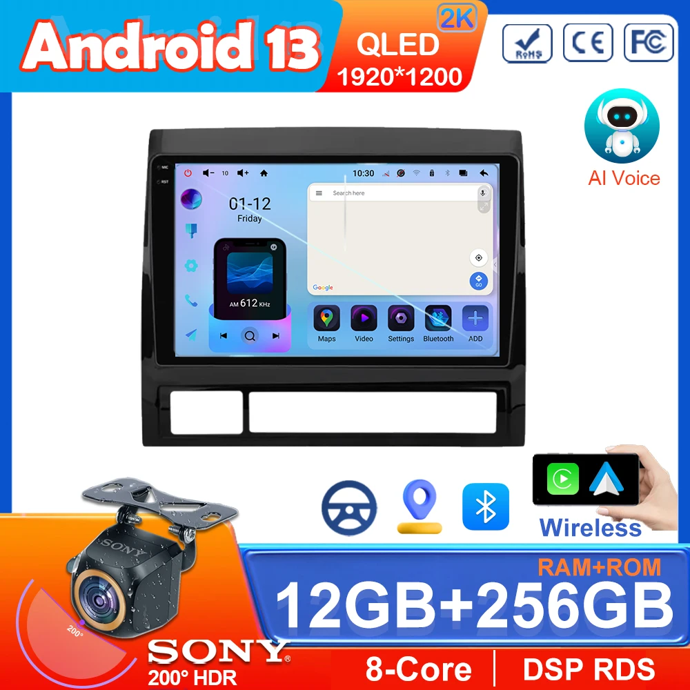 

Мультимедийный плеер на Android 13 для Toyota, стерео-система под управлением Android 13, с GPs Навигатором, с экраном 2DIN, для Toyota Tacoma 2 HILUX 2005 -2015