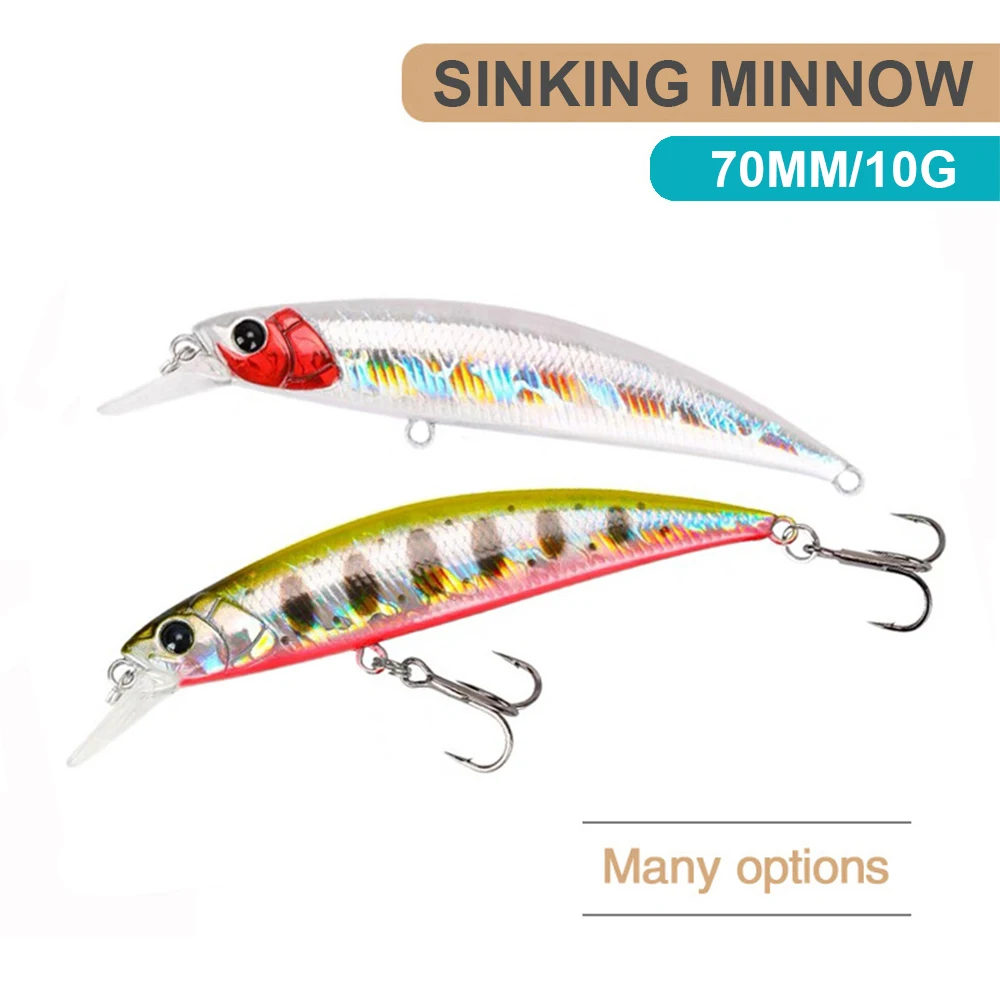 7cm 10g Fishing Lure Minnow Wobbler Long Casting Sinking Artificial Hard Bait Jerkbait Small Size Stream Bait For Trout Bass