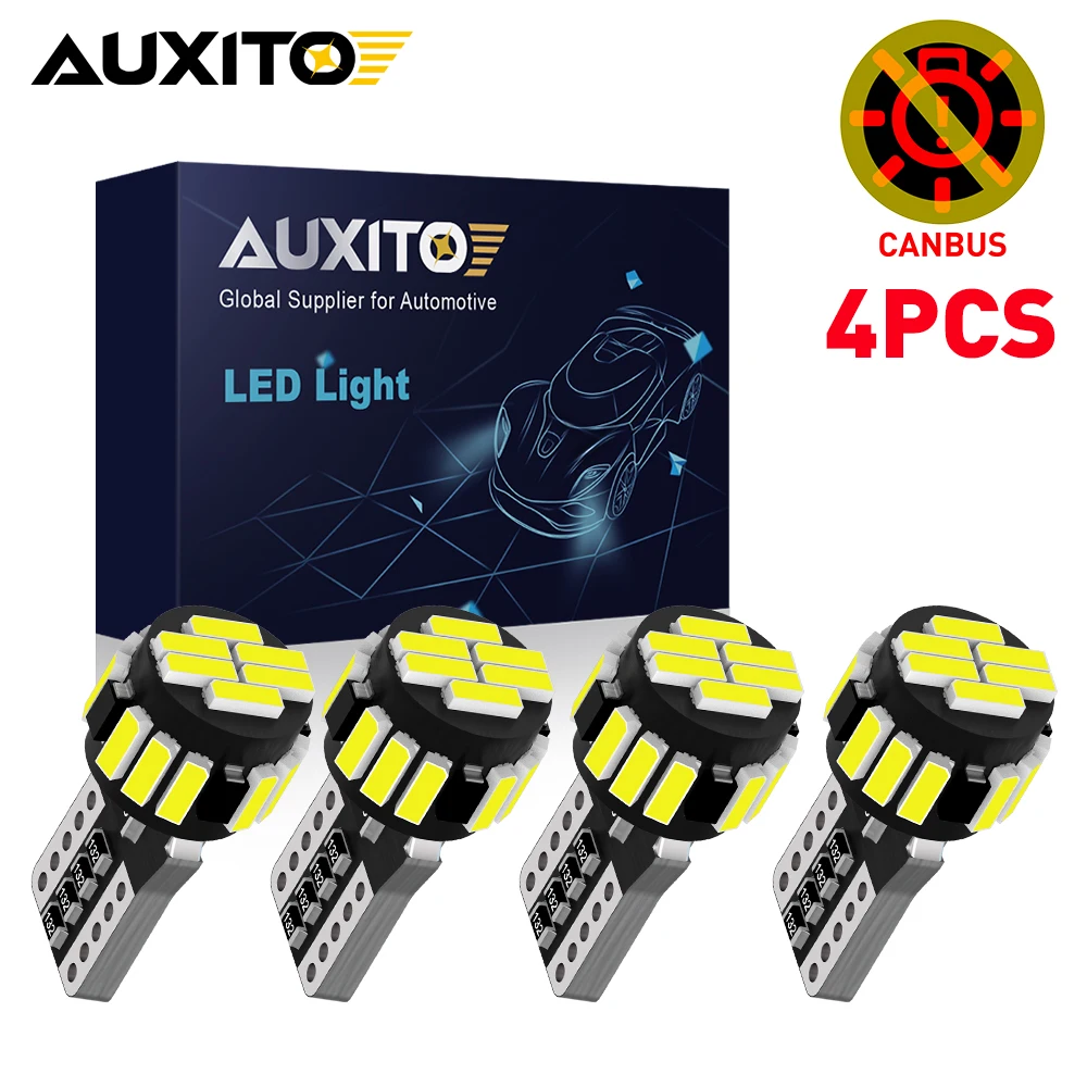 AUXITO 4/2szt Canbus T10 W5W Żarówki samochodowe do oświetlenia wnętrza 5W5 194 168 LED Lampa do czytania Żarówka do oświetlenia tablicy rejestracyjnej