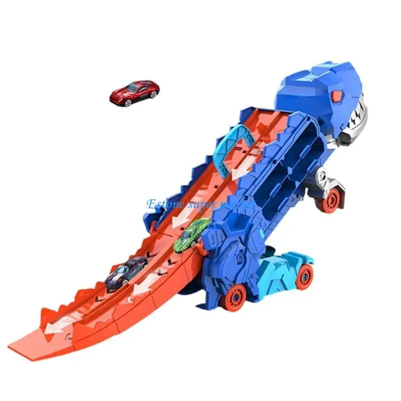 090B ชุดติดตามเร็กซ์ยุคก่อนประวัติศาสตร์สำหรับเด็กส่งเสริมความคิดสร้างสรรค์ด้วยรถของเล่น 2 คัน