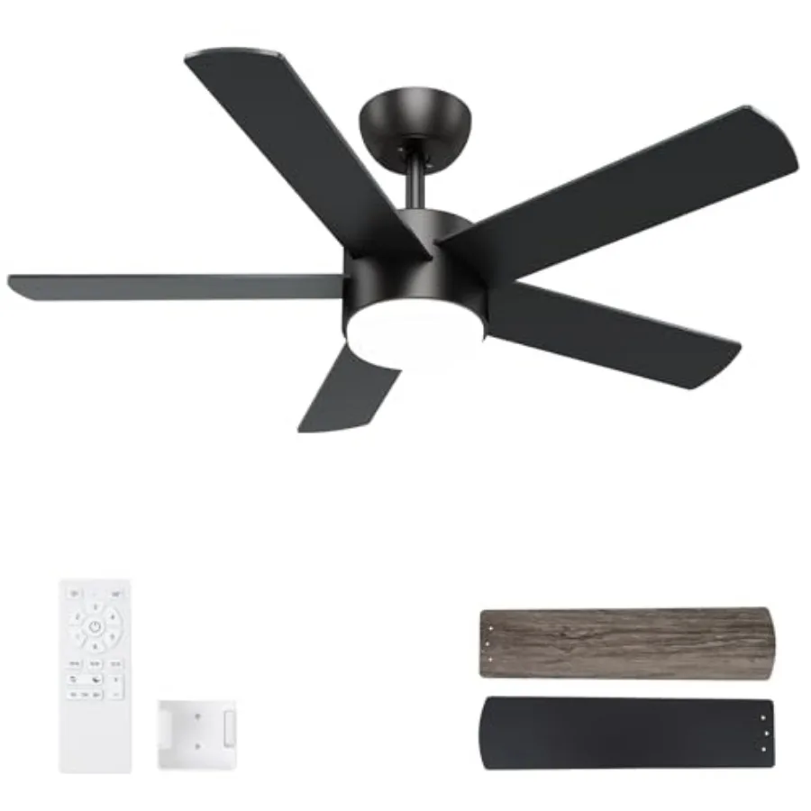 

42 inch Ceiling Fans with Lights and Remote Control, LED Ceiling Fan Dimmable 3 CCT 6-Speed, Noiseless Modern Ceiling Fan for B