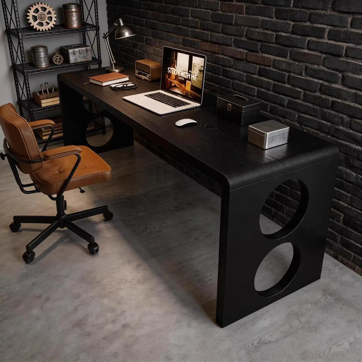Medieval style solid wood double desk computer table industrial style workbench writingtable longdesk simple combination