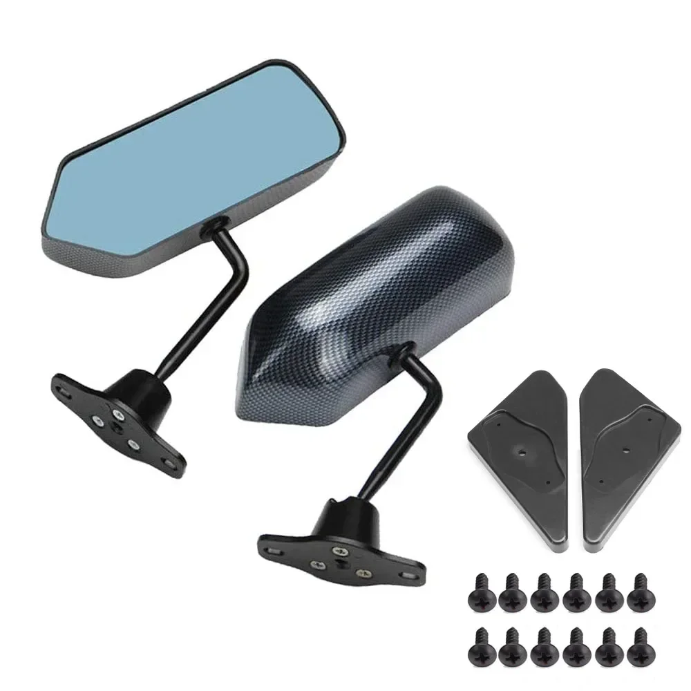 2pcs Car Rear View Mirror Manual electrically Adjustable Universa Car Door Side Wing Mirror Kit Carbon Fiber Auto Accessories