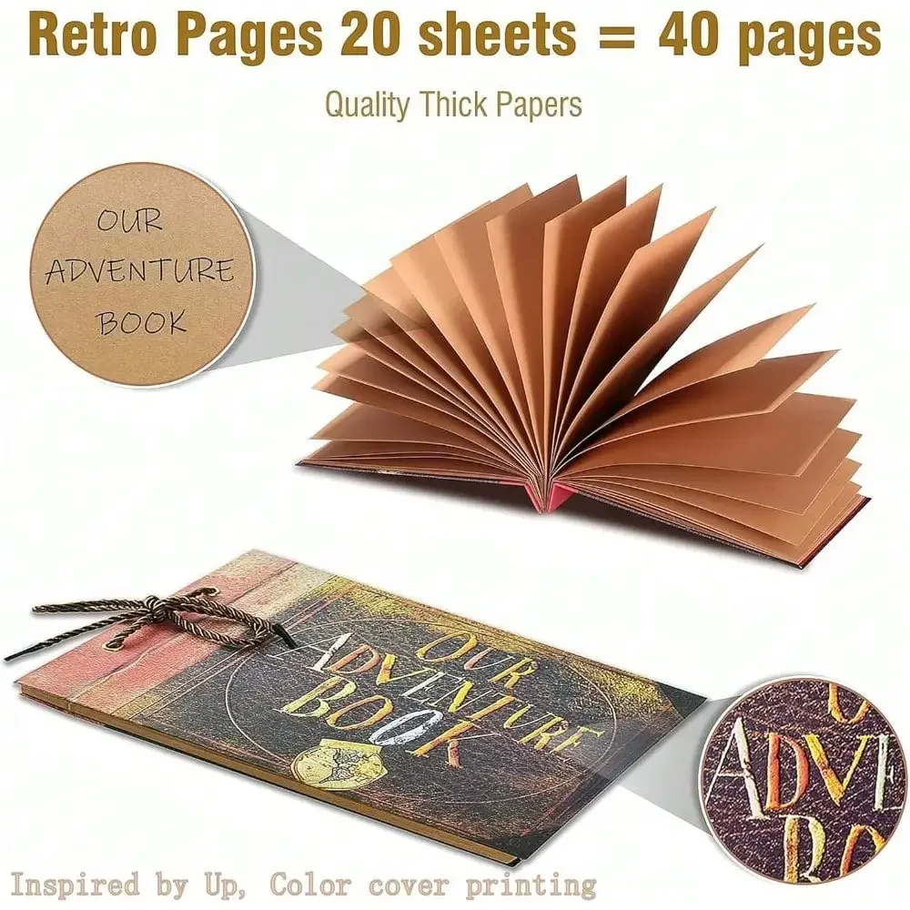 Handmade DIY Album Paste Vintage Album Our Adventure Book Up Family Scrapbook Photo Album