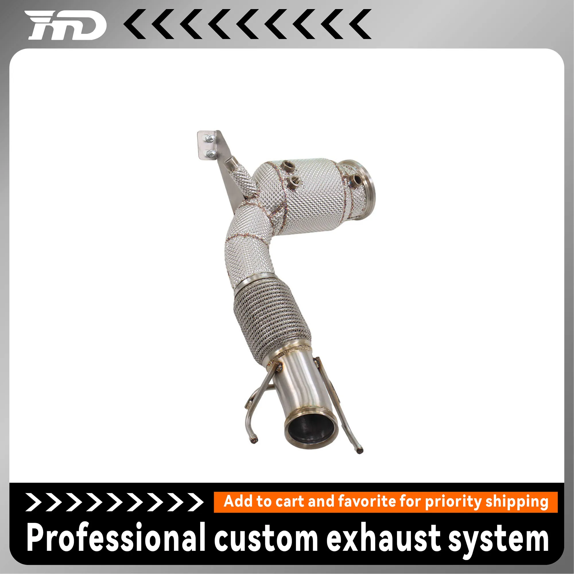 

For BMW M135i F40 2.0T 2019-2023 Stainless Steel Downpipe Catless/High Flow Catalytic 200 Cell Exhaust Header