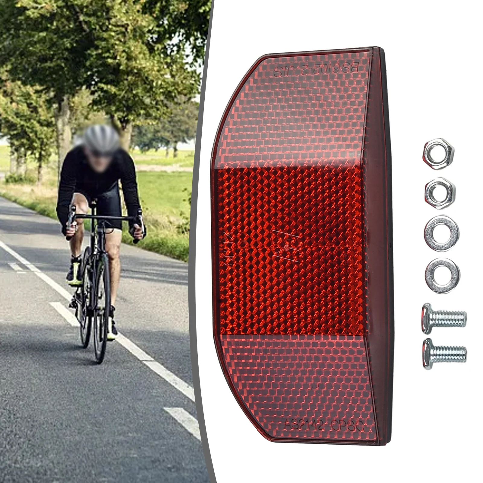 Enhanced Visibility Reflective Rear Tail Light Film for Mountain Bike Bicycle Rack with Plastic Back Slotted Hole