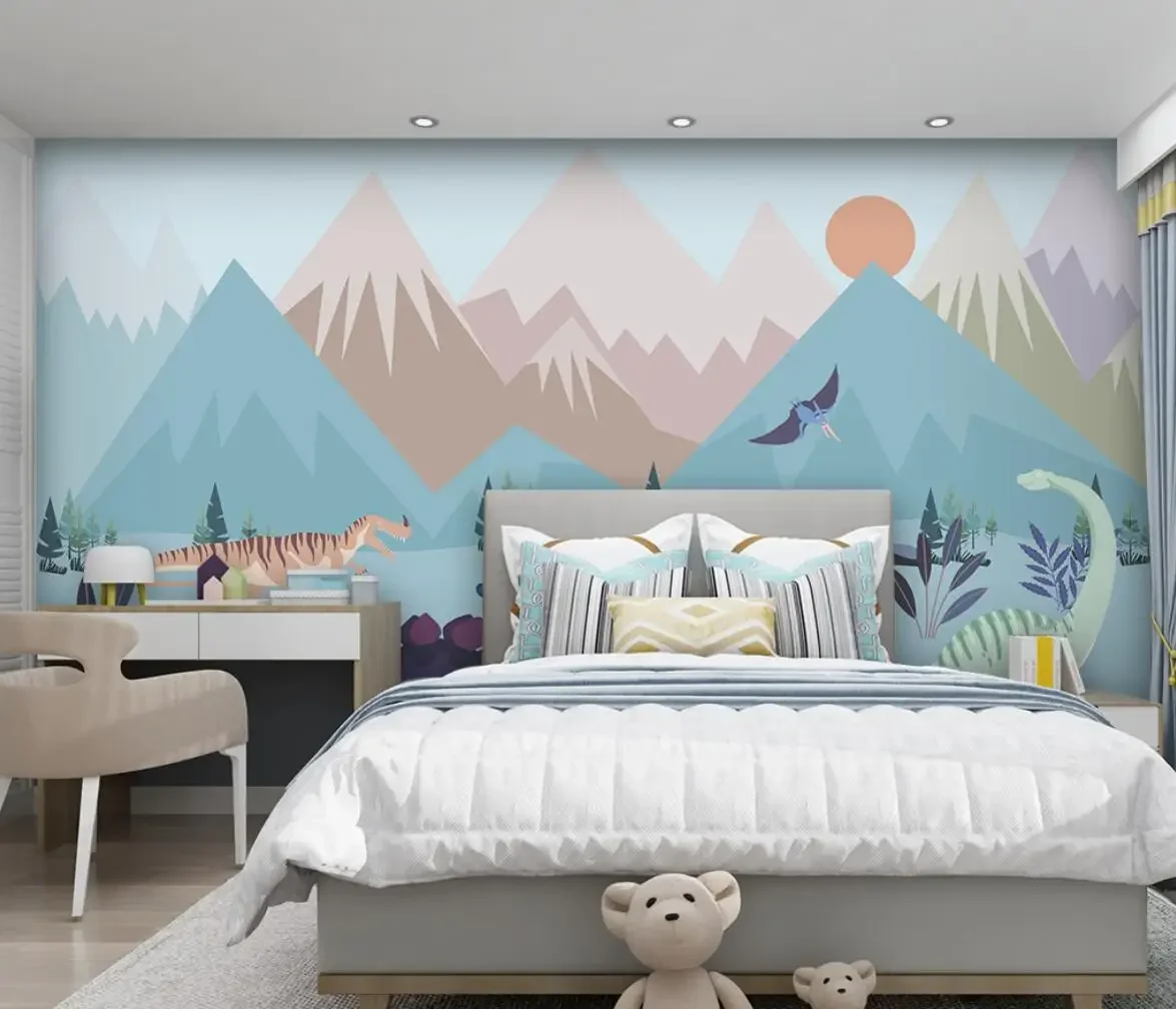 custom dinosaur world cartoon animals Mural Wallpaper for living room TV Background photo Wall Paper 3D wall stickers