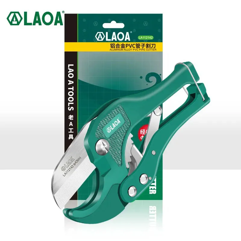 LAOA 42mm Pipe Cutter Aluminum Alloy Tube Cutting PPR Pipe Tube Cutter 5CR13 Blade PVC/CPVC Ratchet Scissors Hand Tools