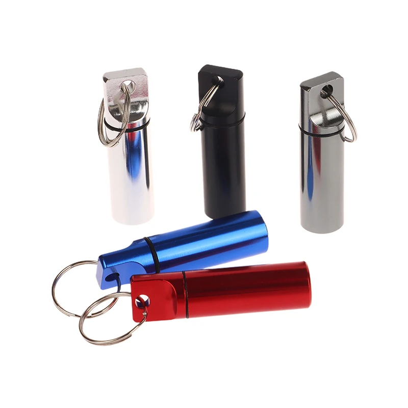 Waterproof Aluminum Alloy Pill Box Keychain Carabiner Medicine Bottle Holder For Outdoor Camping Container Keychain Pill Case