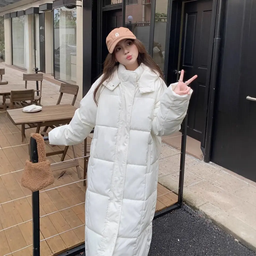 

Women's Cotton-Padded Jacket Long Korean Loose Style Knee-High Bread Coat New Fashion for Ladies
