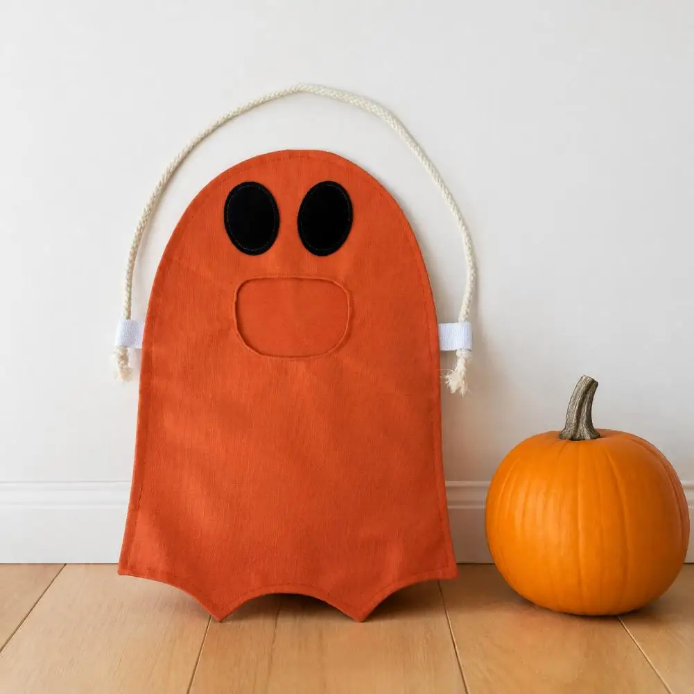 Halloween Candy Bag for Kids Kids Halloween Accessory Halloween Ghost Candy Bag for Kids Cute Fabric Treat Tote with for Party