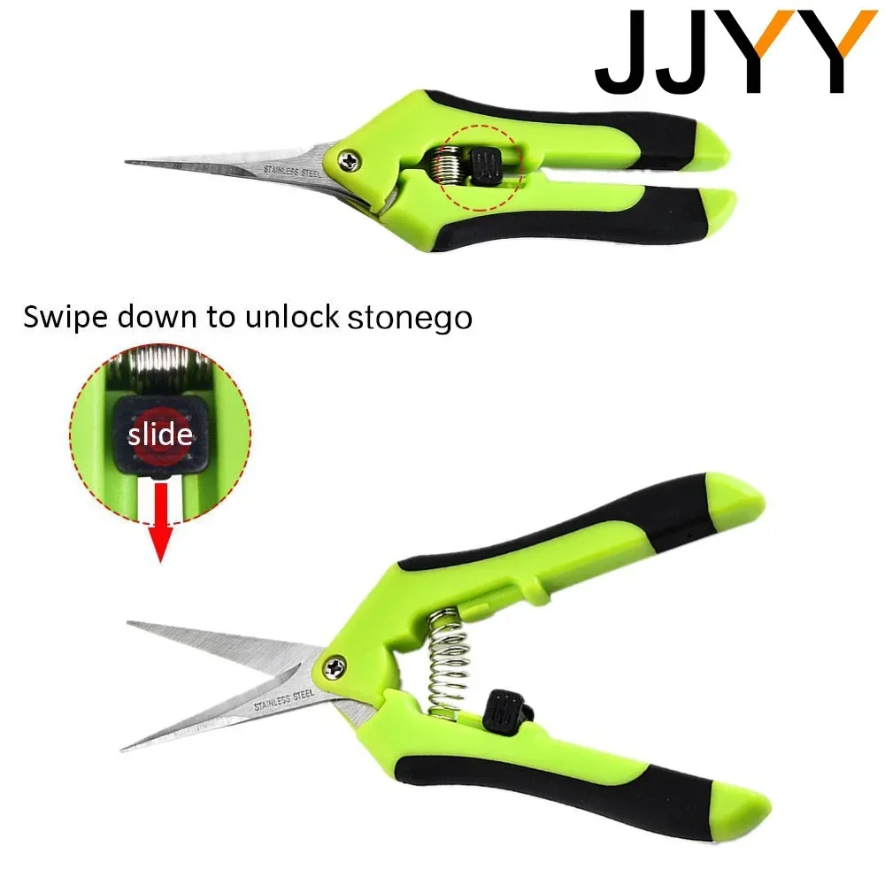 مقصات تشذيب محمولة من الفولاذ المقاوم للصدأ مقص قطف الفاكهة للنباتات المنزلية بوعاء والبستنة الصغيرة