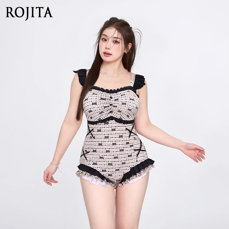 

Swimsuit Chubby Women Senior Feeling Hot Spring 2025 Summer New Thin Beach Wear Sweet Lotus Leaf Swimsuit Women
