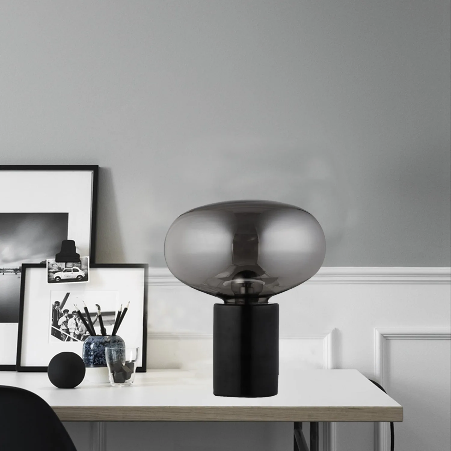 خمر صناعة الزجاج الجدول ضوء LED الجدول مصباح Sapele الخشب الشمال الطراز الحديث لغرفة نوم الدراسة