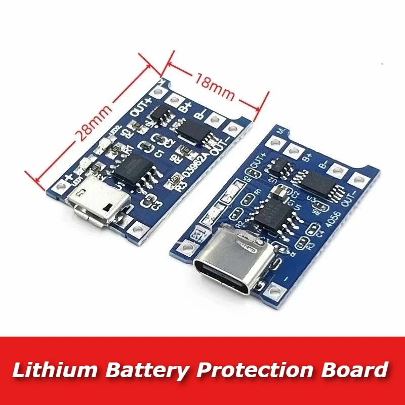 3.7v 4.2V 1A 18650 Lithium Battery Protection Board Overcharge/Over-discharge Protection Type-c/Micro USB With Protection Module