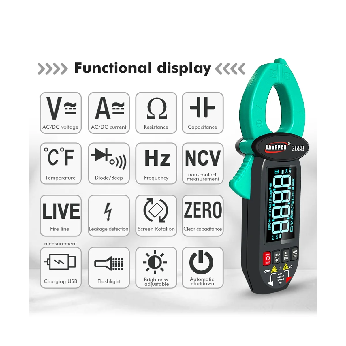 WinAPEX 268B Intelligent Large Screen AC-DC Leakage Meter 600MA-60A Multi-Function Leakage Current Meter