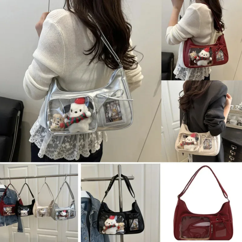 

Messenger Bag Itabag Bow Itabag Shoulder Bag Y2K Messenger Bag Girl Anime Zipper Transparent High Capacity Mobile Phone Bag New