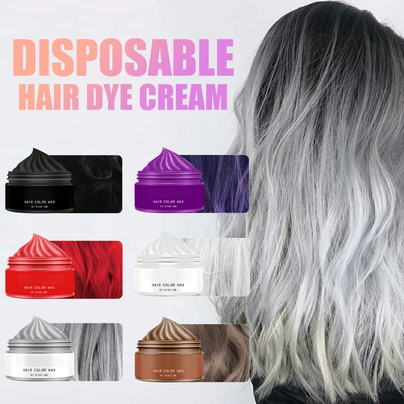 

Temporary Hair Color Wax Coloring Styling Pomade Mild DIY White Covering Nourishing Hair Clay Strong Paste Gel Hair Dye Cream