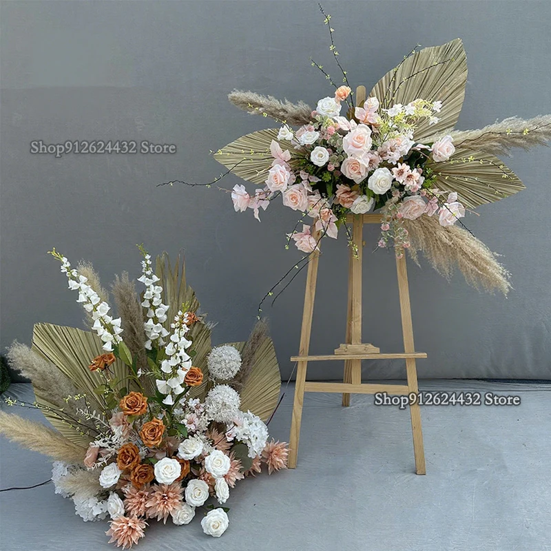 

Новый осенний цветной ретро-подиум с цветочной имитацией для украшения дома, ряд искусственных цветов, макет церемонии открытия недвижимости