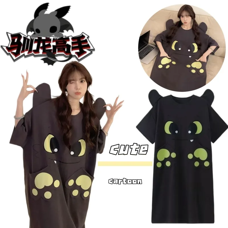 

Новая пижама «Как приручить дракона» с Беззубиком, модная, креативная, с коротким рукавом, с мультяшным принтом, удобная домашняя одежда для студентов