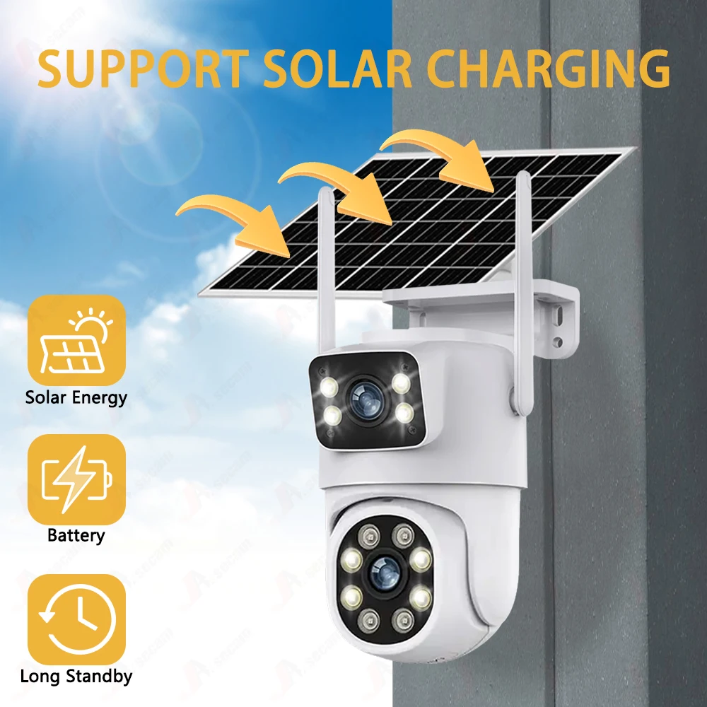 Tuya Smart 4K 8MP Solar Energy Two Way Audio Battery Wireless Outdoor Surveillance WiFi Security CCTV Color Light PTZ Camera