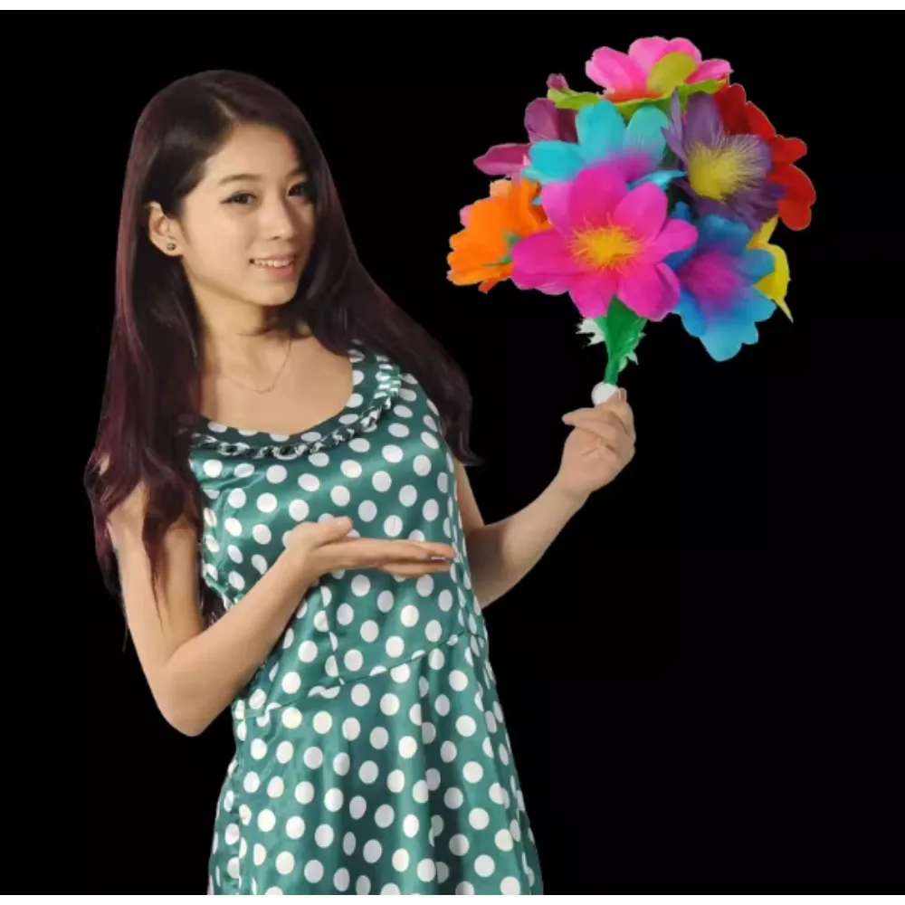 12 fiori con maniche da sole - Mano vuota per piumare la magia dei fiori per spettacoli teatrali Trucchi magici Giochi di magia per feste Giocattoli magici