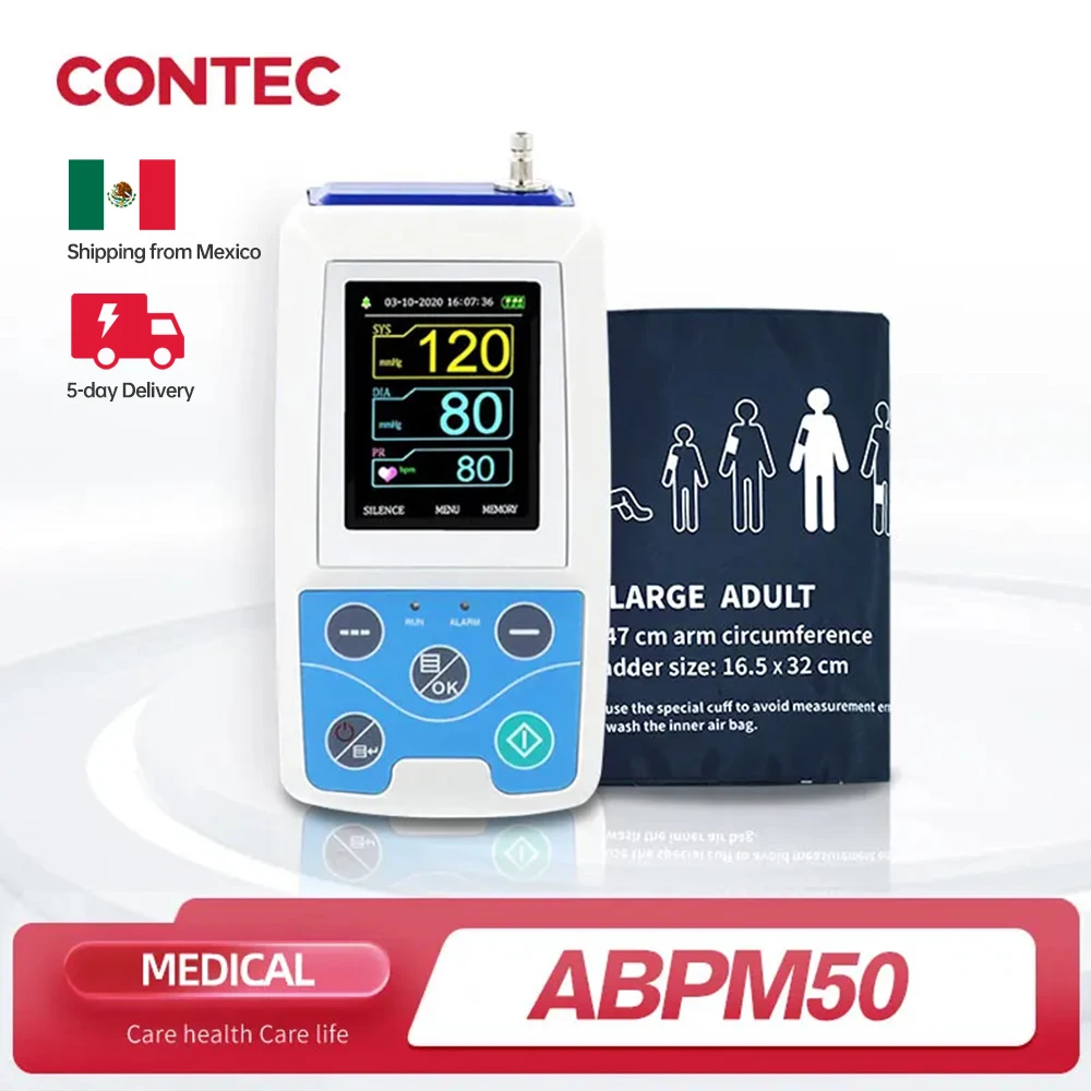 Arm Ambulatory Blood Pressure Monitor 24hours NIBP Holter CONTEC ABPM50+ Adult,Child ,Large ,3 Cuffs, Free PC Software