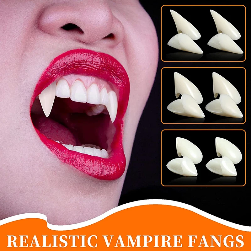 1pc Vampire Fangs Teeth With Solid Teether Halloween Decorations DIY Cosplay Dentures Props Masquerade Party Decor Fake Teeth