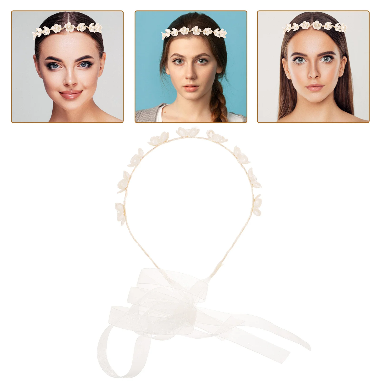 

Lace Flower Elegant Pearl Hair Ribbons For Teens Fabric Hair Ribbon For Women Girls Fashion Wedding Party Bridal Accessory