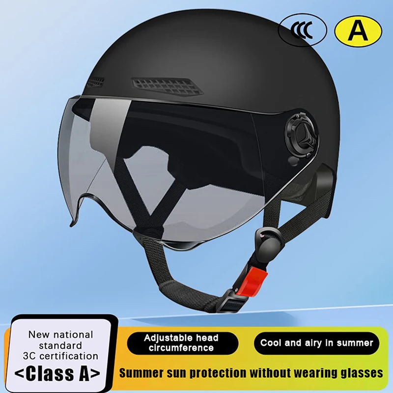Halbhelm für Erwachsene mit Schutzbrille für Motorrad und Fahrrad – Cartoon-Design, 3C-zertifiziert für Männer und Frauen.
