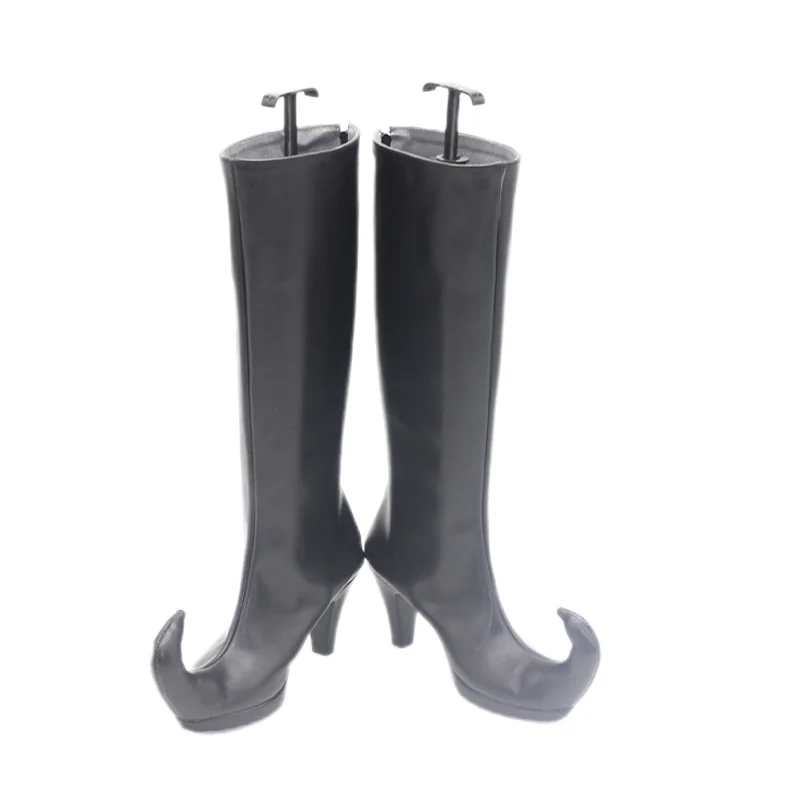 Scarpe da costume cosplay Soul Eater Blair Stivali da festa di Halloween in ecopelle neri fatti a mano
