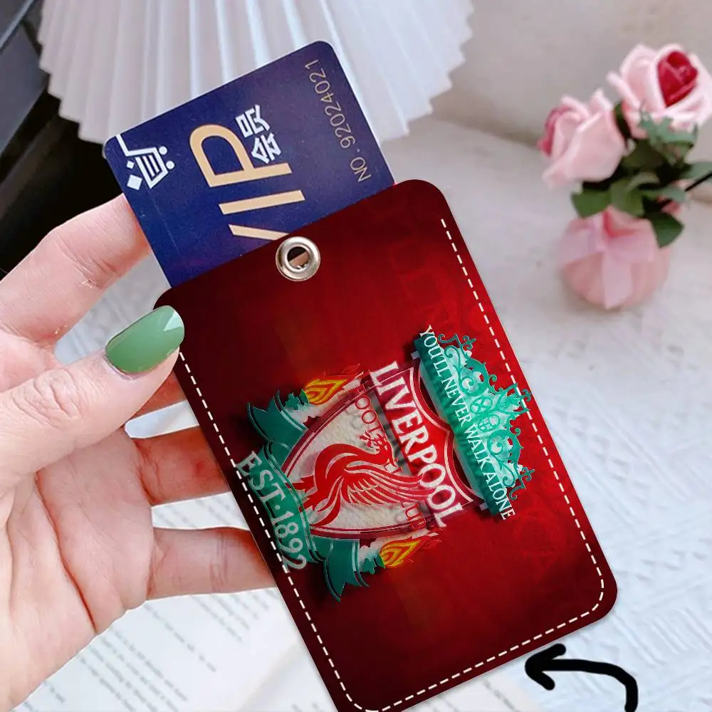 L-Liverpools مستطيل بطاقة الهوية حالة المفاتيح الوصول حافظة للبطاقات مفتاح العلامة حلقة حامل البطاقة الجلدية حلقة رئيسية الوصول #3